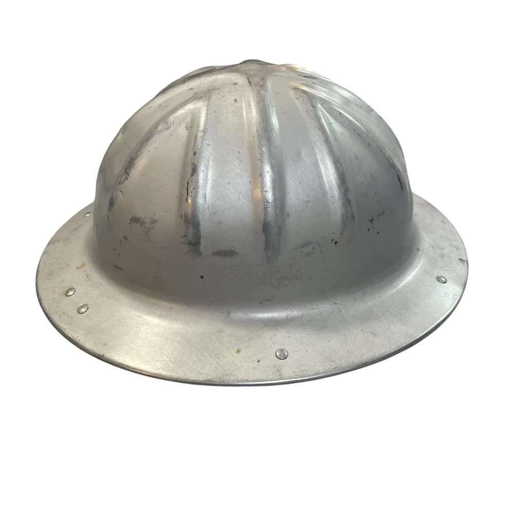 Vintage 1940s B.F. McDonald Aluminum Hard Hat Los Angeles Metal Full Brim - Picture 2 of 8